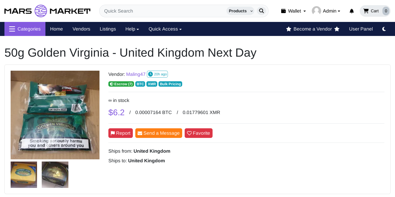 Mars Market Main Dashboard